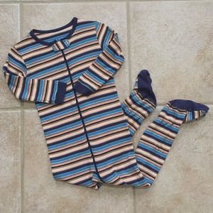 Leveret Boys Striped Footie Pajamas